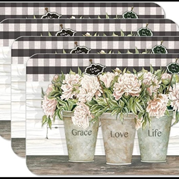 CounterArt Vintage Farmhouse Placemats Reversible Rectangular Placemat Set of 4 - Picture 12 of 12